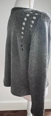 Helmet Lang Camel Hair Sweater Wool Blend Gray Long Sleeve HighLow Hem Crew XS